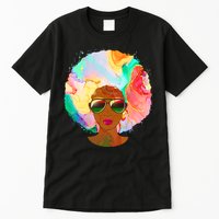Beautiful African American Black Woman With Paint Swirl Afro Tall T-Shirt
