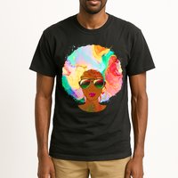 Beautiful African American Black Woman With Paint Swirl Afro Tall T-Shirt