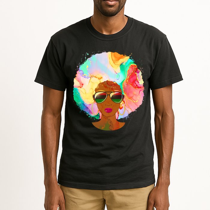 Beautiful African American Black Woman With Paint Swirl Afro Tall T-Shirt