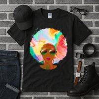 Beautiful African American Black Woman With Paint Swirl Afro Tall T-Shirt