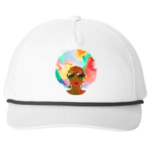 Beautiful African American Black Woman With Paint Swirl Afro Snapback Five-Panel Rope Hat