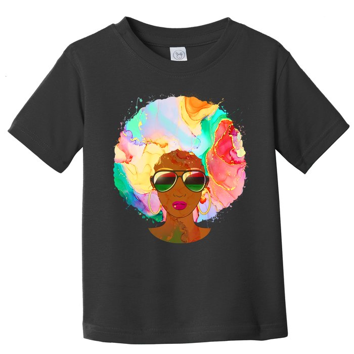 Beautiful African American Black Woman With Paint Swirl Afro Toddler T-Shirt