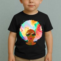Beautiful African American Black Woman With Paint Swirl Afro Toddler T-Shirt