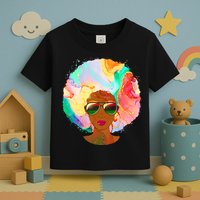Beautiful African American Black Woman With Paint Swirl Afro Toddler T-Shirt