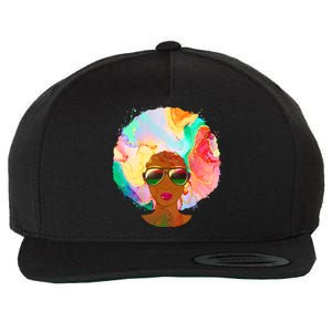 Beautiful African American Black Woman With Paint Swirl Afro Wool Snapback Cap