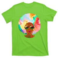 Beautiful African American Black Woman With Paint Swirl Afro T-Shirt