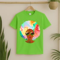 Beautiful African American Black Woman With Paint Swirl Afro T-Shirt