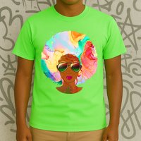 Beautiful African American Black Woman With Paint Swirl Afro T-Shirt