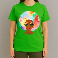 Beautiful African American Black Woman With Paint Swirl Afro T-Shirt