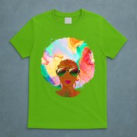 Beautiful African American Black Woman With Paint Swirl Afro T-Shirt