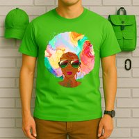Beautiful African American Black Woman With Paint Swirl Afro T-Shirt