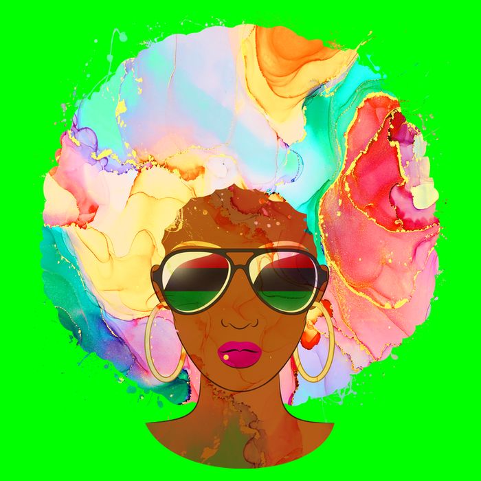 Beautiful African American Black Woman With Paint Swirl Afro T-Shirt
