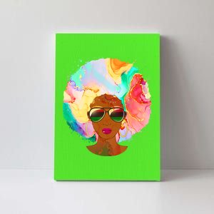 Beautiful African American Black Woman With Paint Swirl Afro Canvas