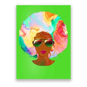 Beautiful African American Black Woman With Paint Swirl Afro Poster