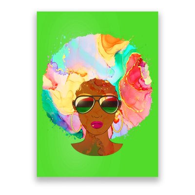 Beautiful African American Black Woman With Paint Swirl Afro Poster