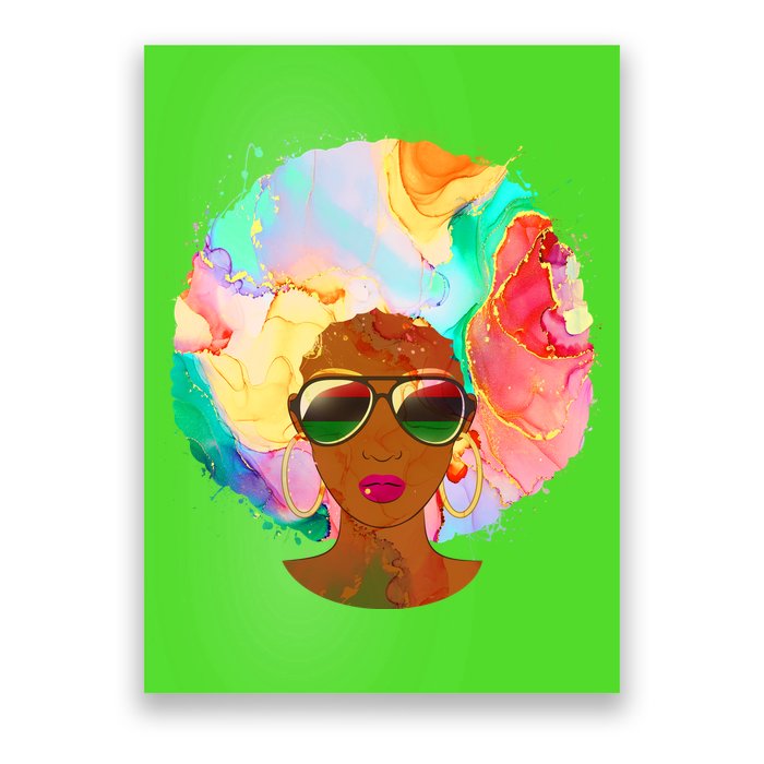 Beautiful African American Black Woman With Paint Swirl Afro Poster