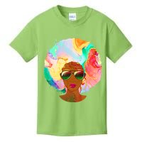 Beautiful African American Black Woman With Paint Swirl Afro Kids T-Shirt