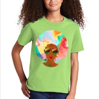 Beautiful African American Black Woman With Paint Swirl Afro Kids T-Shirt