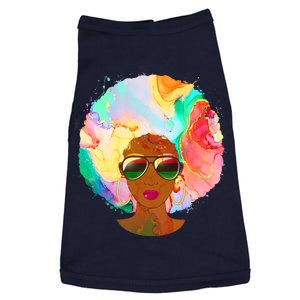 Beautiful African American Black Woman With Paint Swirl Afro Doggie Tank