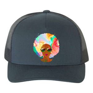 Beautiful African American Black Woman With Paint Swirl Afro Yupoong Adult 5-Panel Trucker Hat