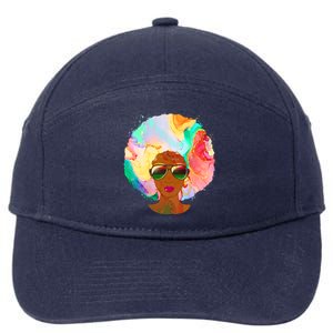 Beautiful African American Black Woman With Paint Swirl Afro 7-Panel Snapback Hat