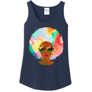 Beautiful African American Black Woman With Paint Swirl Afro Ladies Essential Tank