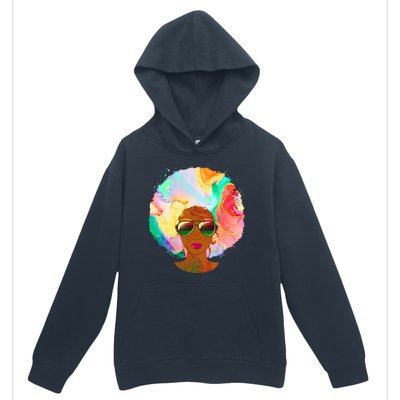 Beautiful African American Black Woman With Paint Swirl Afro Urban Pullover Hoodie