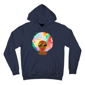 Beautiful African American Black Woman With Paint Swirl Afro Tall Hoodie