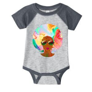 Beautiful African American Black Woman With Paint Swirl Afro Infant Baby Jersey Bodysuit