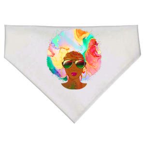 Beautiful African American Black Woman With Paint Swirl Afro USA-Made Doggie Bandana