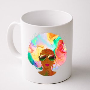 Beautiful African American Black Woman With Paint Swirl Afro Coffee Mug