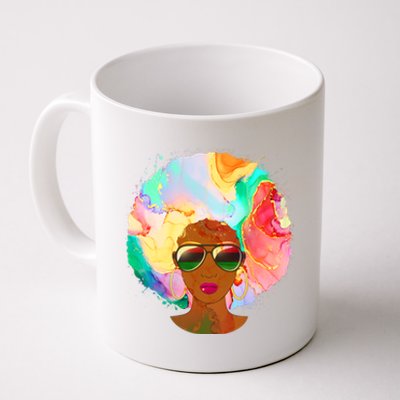 Beautiful African American Black Woman With Paint Swirl Afro Coffee Mug