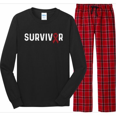 Brain Aneurysm Awareness Burgundy Ribbon Survivor Gift Long Sleeve Pajama Set