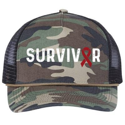 Brain Aneurysm Awareness Burgundy Ribbon Survivor Gift Retro Rope Trucker Hat Cap