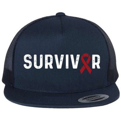 Brain Aneurysm Awareness Burgundy Ribbon Survivor Gift Flat Bill Trucker Hat