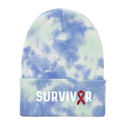 Brain Aneurysm Awareness Burgundy Ribbon Survivor Gift Tie Dye 12in Knit Beanie