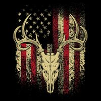 Bucks Antlers and Skull on an American Flag Deer Hunters Backpack