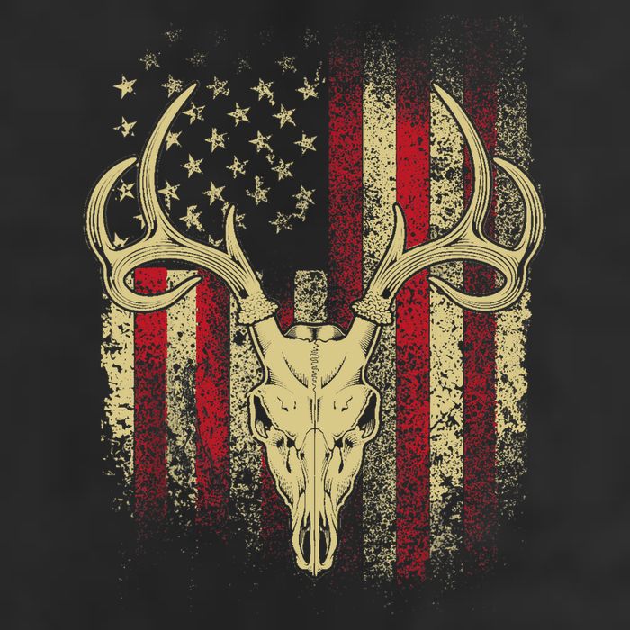 Bucks Antlers and Skull on an American Flag Deer Hunters Adult Drive Performance Visor