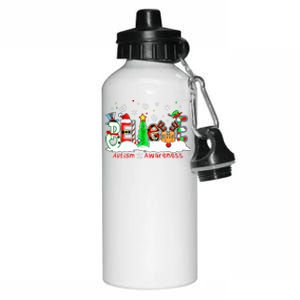 Believe Autism Awareness Christmas Tree Light Santa Reindeer Aluminum Water Bottle