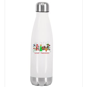 Believe Autism Awareness Christmas Tree Light Santa Reindeer Stainless Steel Insulated Water Bottle