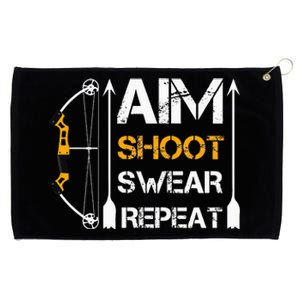 Bow And Arrow Gifts Aim Shoot Swear Repeat Archery Grommeted Golf Towel