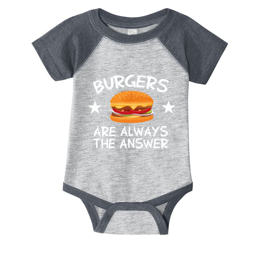 Burgers Are Always The Answer Funny Hamburger Lover Infant Baby Jersey Bodysuit