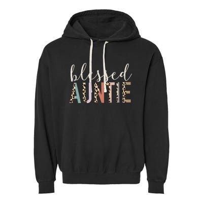 Blessed Auntie Aunt Cute Leopard Print Garment-Dyed Fleece Hoodie