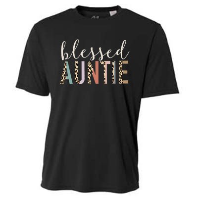 Blessed Auntie Aunt Cute Leopard Print Cooling Performance Crew T-Shirt