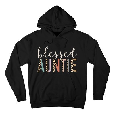 Blessed Auntie Aunt Cute Leopard Print Hoodie