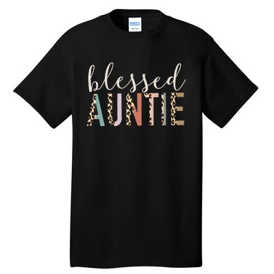 Blessed Auntie Aunt Cute Leopard Print Tall T-Shirt