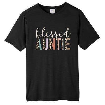 Blessed Auntie Aunt Cute Leopard Print Tall Fusion ChromaSoft Performance T-Shirt