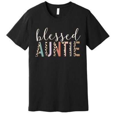 Blessed Auntie Aunt Cute Leopard Print Premium T-Shirt