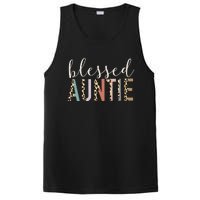 Blessed Auntie Aunt Cute Leopard Print PosiCharge Competitor Tank