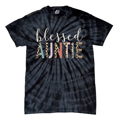 Blessed Auntie Aunt Cute Leopard Print Tie-Dye T-Shirt